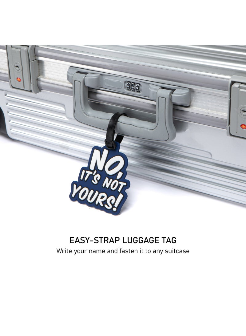 TOM CRUISER 3D Rubber Luggage Tag 'NO, IT'S NOT YOURS!', Flexible Weatherproof Travel ID Tag with Privacy Card Slot & Secure Attachment Loop, Blue - Image 3