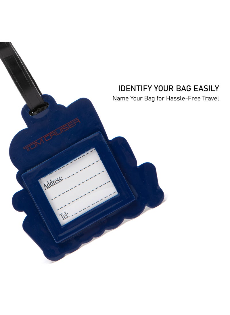 TOM CRUISER 3D Rubber Luggage Tag 'NO, IT'S NOT YOURS!', Flexible Weatherproof Travel ID Tag with Privacy Card Slot & Secure Attachment Loop, Blue - Image 2