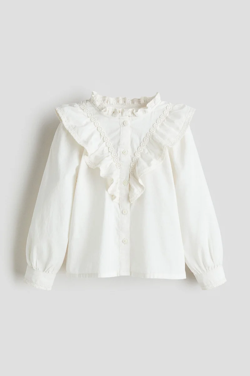اتش اند ام Flounce-detail cotton blouse