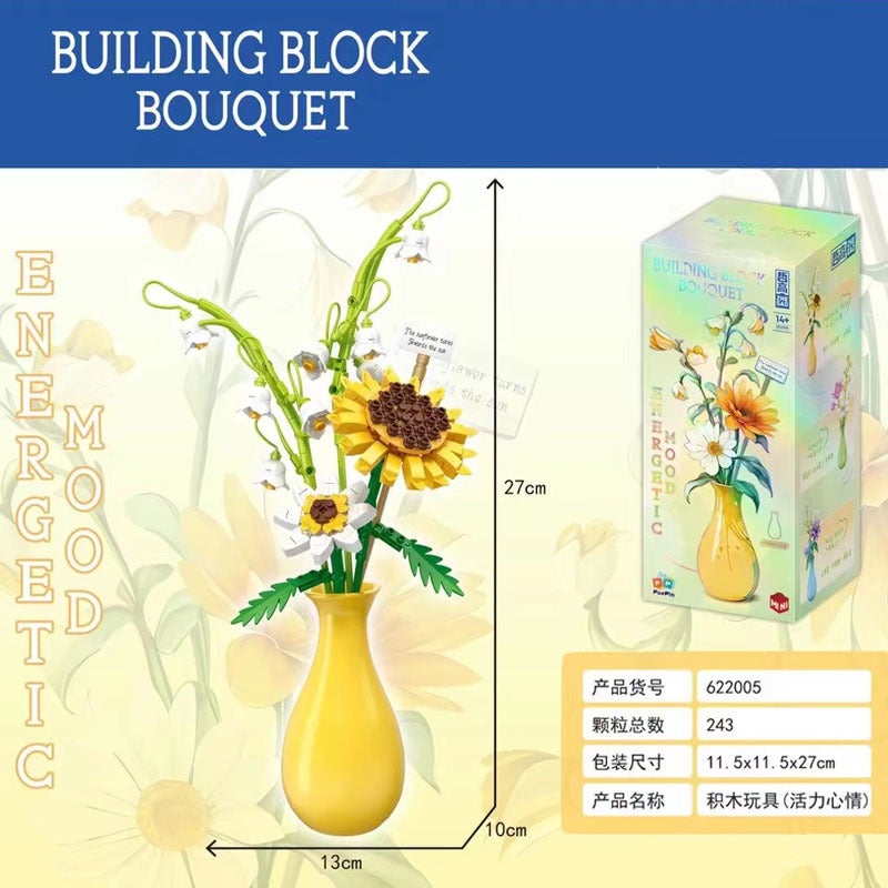 Building Block Rose Bouquet 622012 Fleshy Potted Small Particles Creative Mosaic Decorative Ornaments Girls Gift - Image 4