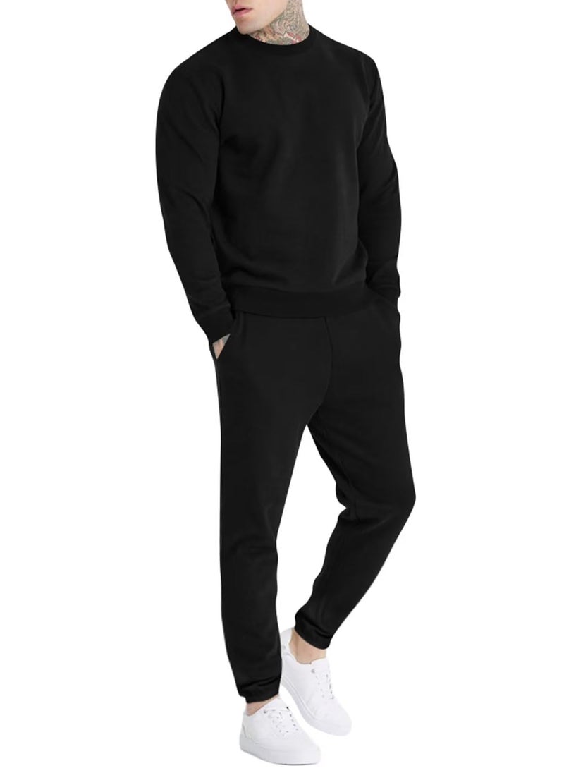 Uni Clau Men's Casual Tracksuit Athletic Sweatsuits Long Sleeve 2 Piece Outfit Running Jogging Sport Suit Sets Black L - Image 1