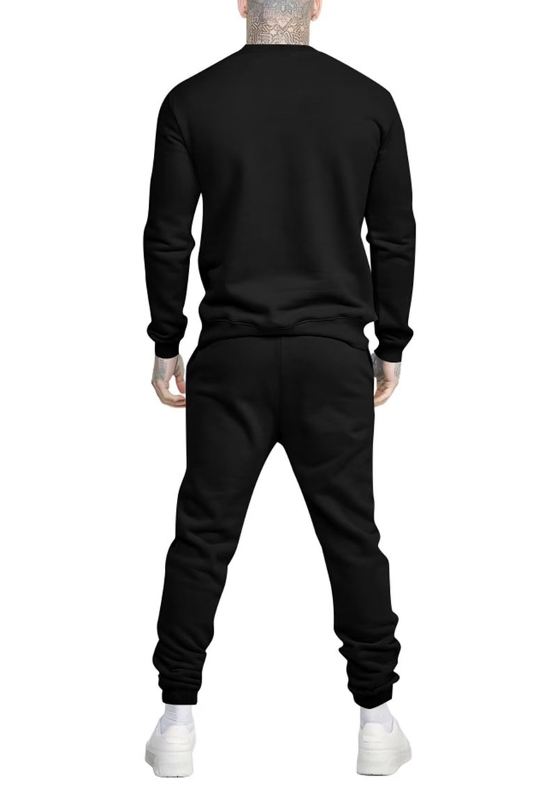 Uni Clau Men's Casual Tracksuit Athletic Sweatsuits Long Sleeve 2 Piece Outfit Running Jogging Sport Suit Sets Black L - Image 4