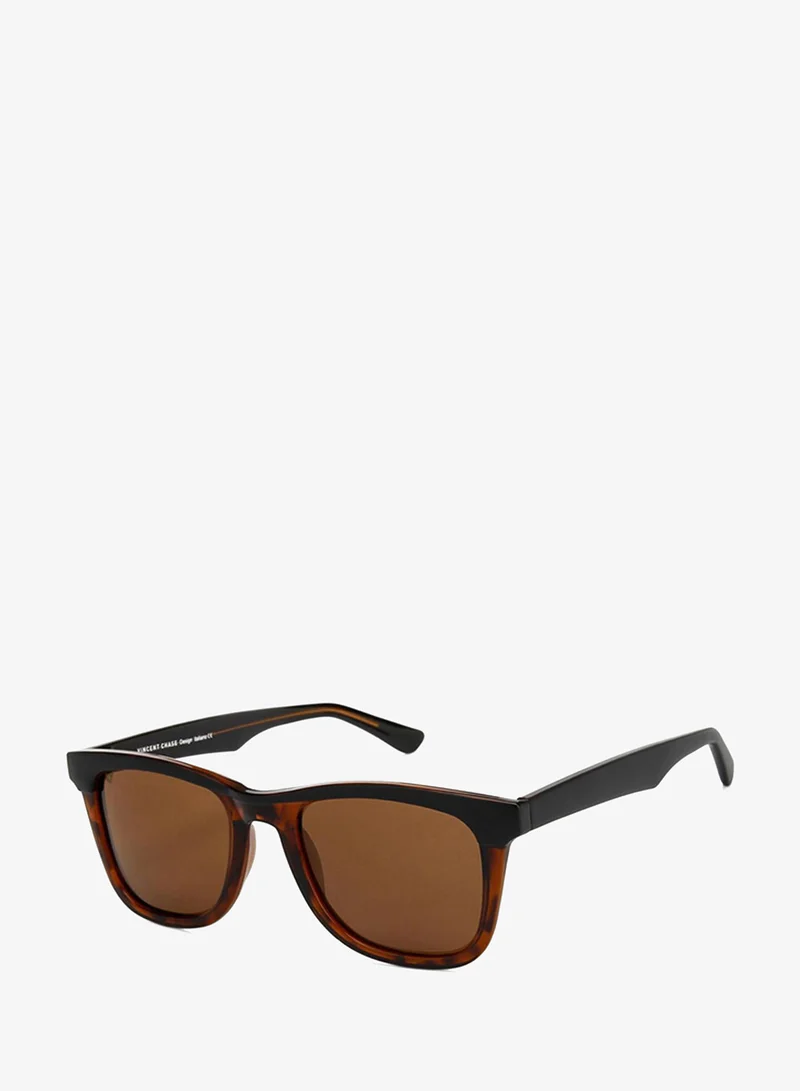 فينسينت تشيس Vincent Chase By Lenskart | Full Rim Wayfarer Branded Latest & Stylish Sunglasses | Polarized & 100% UV Protected| Men & Women | Large | VC S11742 (Color:-Frame Black / Lens Brown)-Pack of 1