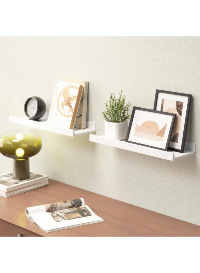 Floating Shelves Wall Mounted Set of 2, Modern White Shelves for Bedroom, Nursery Shelves with Lip, Display Picture Ledge Shelf for Wall Decor Living Room Bathroom Kitchen - White - Image 5