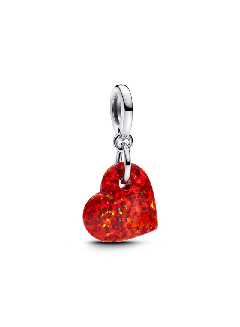 PANDORA Opalescent Red Heart Dangle Charm