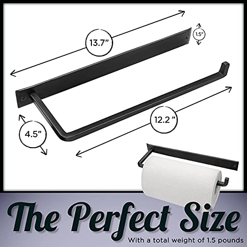 Stur-De Wrought Iron Paper Towel Holder - Wall Mount Paper Towel Rack for Kitchen, Rustic Wall Mount Holder for Farmhouse Style Homes & Vintage Houses, Black, 13.7 x 4.5 x 1.5 Inches - Image 3