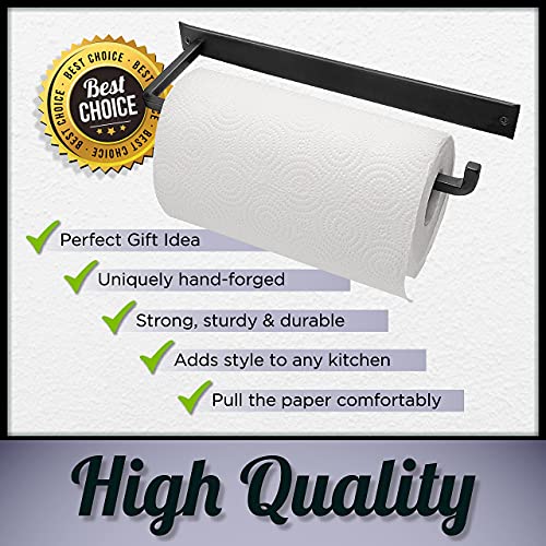 Stur-De Wrought Iron Paper Towel Holder - Wall Mount Paper Towel Rack for Kitchen, Rustic Wall Mount Holder for Farmhouse Style Homes & Vintage Houses, Black, 13.7 x 4.5 x 1.5 Inches - Image 5