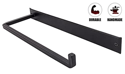 Stur-De Wrought Iron Paper Towel Holder - Wall Mount Paper Towel Rack for Kitchen, Rustic Wall Mount Holder for Farmhouse Style Homes & Vintage Houses, Black, 13.7 x 4.5 x 1.5 Inches - Image 2