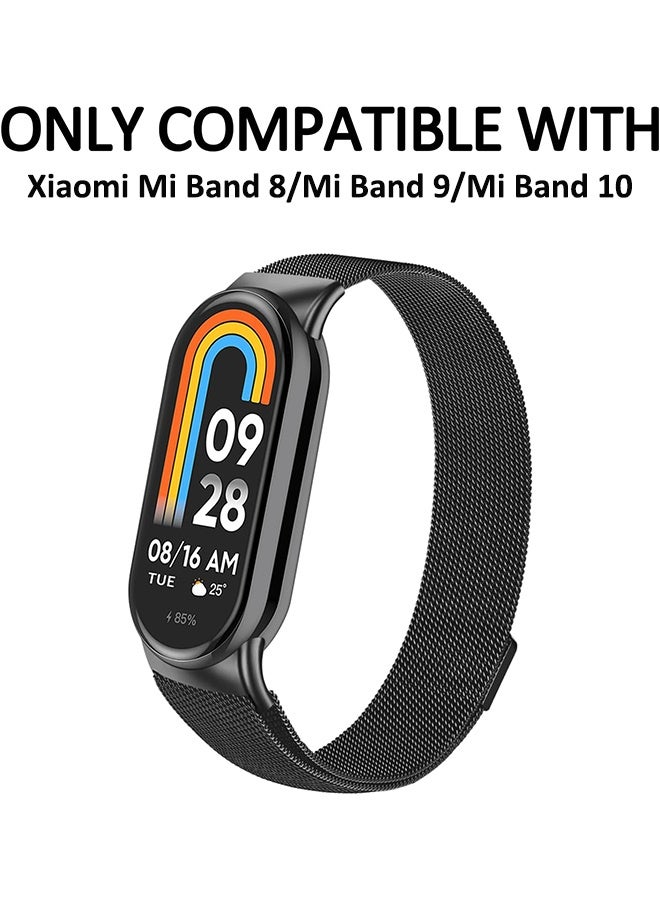 حزام حلقة ميلانو لـ Xiaomi Mi Band 10/9/8 سوار من الفولاذ المقاوم للصدأ لـ Xiaomi Band 10/9/8 ملحقات لـ miband 10/9/8 حزام معدني لساعات اليد (أسود) - Image 5