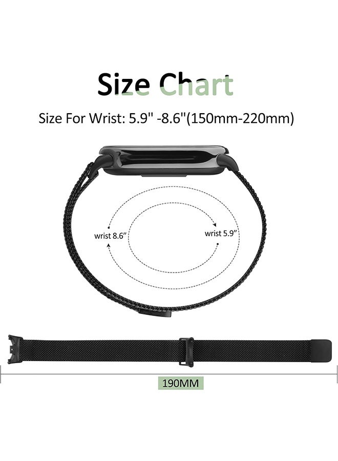 حزام حلقة ميلانو لـ Xiaomi Mi Band 10/9/8 سوار من الفولاذ المقاوم للصدأ لـ Xiaomi Band 10/9/8 ملحقات لـ miband 10/9/8 حزام معدني لساعات اليد (أسود) - Image 4