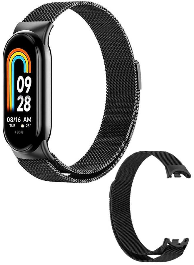 حزام حلقة ميلانو لـ Xiaomi Mi Band 10/9/8 سوار من الفولاذ المقاوم للصدأ لـ Xiaomi Band 10/9/8 ملحقات لـ miband 10/9/8 حزام معدني لساعات اليد (أسود) - Image 1