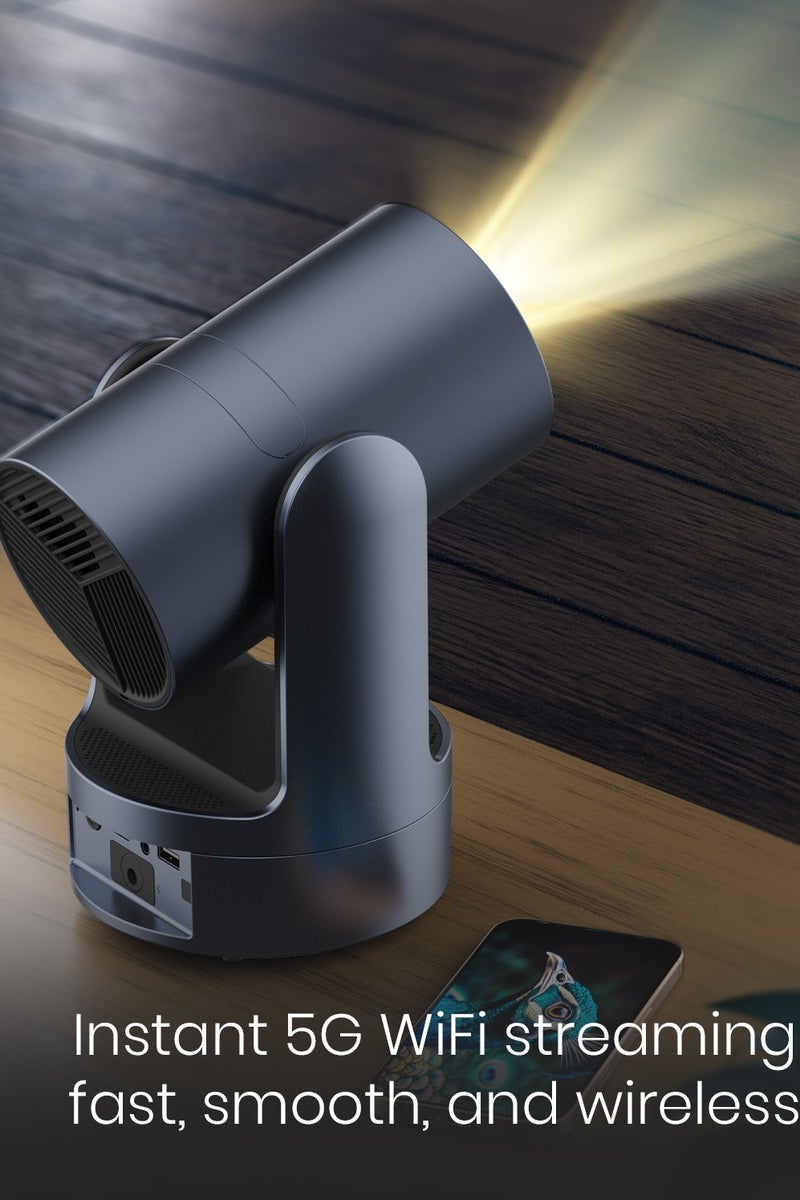 Moxedo Nebulux Smart Android Projector 4K Android OS 9.0 1080P with Auto Keystone 260 Ansi Lumen Brightness, Auto Keystone Correction with Built-in 5W Speaker, 5G WiFi, Bluetooth 5.2 - Image 3