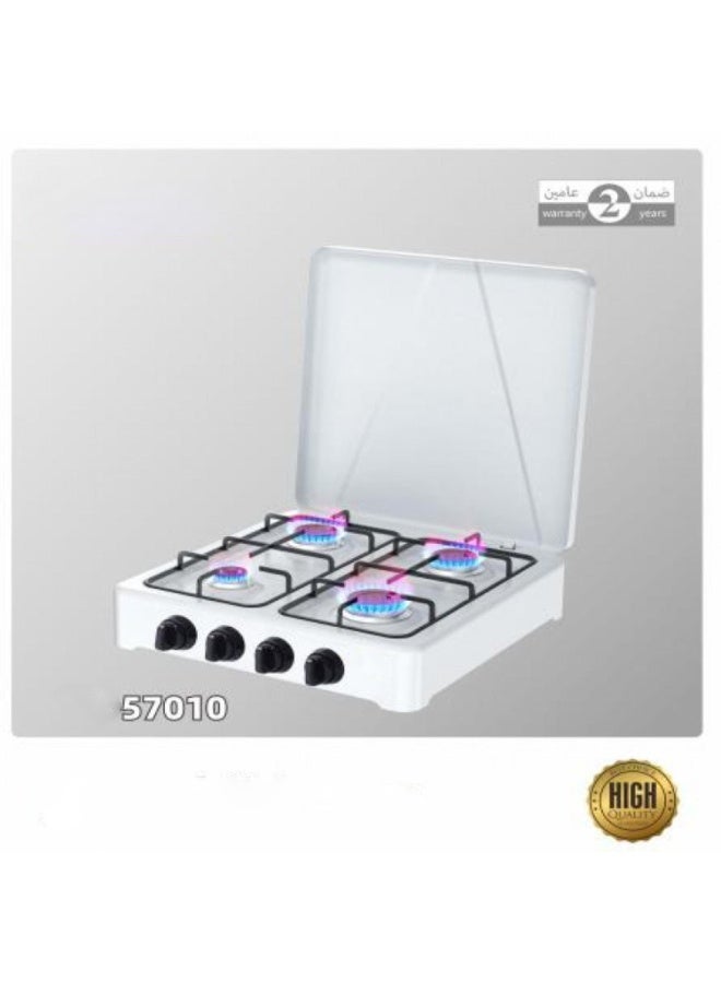 مايست موقد غاز بأربع شعلات مع غطاء زجاجي بتصميم يوضع على الطاولة - Image 1