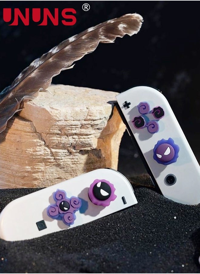 UNUNS - Switch Thumb Grips Caps, UNUNS Cute D-Pad Button Caps Silicone Thumb Grips Set, ABXY Key Buttons Sticker Joystick Cover Caps Compatible with Nintendo Switch/OLED Joycon Controller -Luminous Purple - Image 1