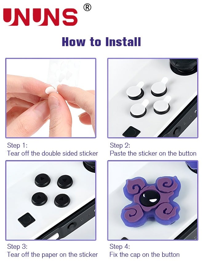 UNUNS - Switch Thumb Grips Caps, UNUNS Cute D-Pad Button Caps Silicone Thumb Grips Set, ABXY Key Buttons Sticker Joystick Cover Caps Compatible with Nintendo Switch/OLED Joycon Controller -Luminous Purple - Image 1
