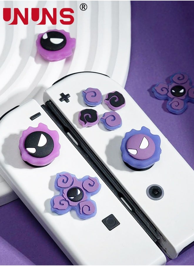 UNUNS - Switch Thumb Grips Caps, UNUNS Cute D-Pad Button Caps Silicone Thumb Grips Set, ABXY Key Buttons Sticker Joystick Cover Caps Compatible with Nintendo Switch/OLED Joycon Controller -Luminous Purple - Image 1