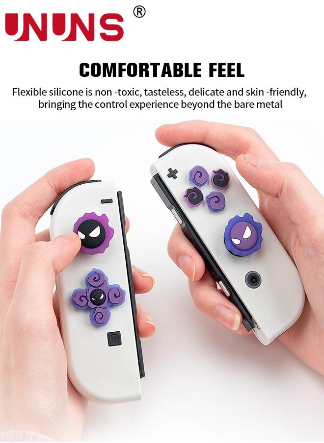 UNUNS - Switch Thumb Grips Caps, UNUNS Cute D-Pad Button Caps Silicone Thumb Grips Set, ABXY Key Buttons Sticker Joystick Cover Caps Compatible with Nintendo Switch/OLED Joycon Controller -Luminous Purple - Image 1