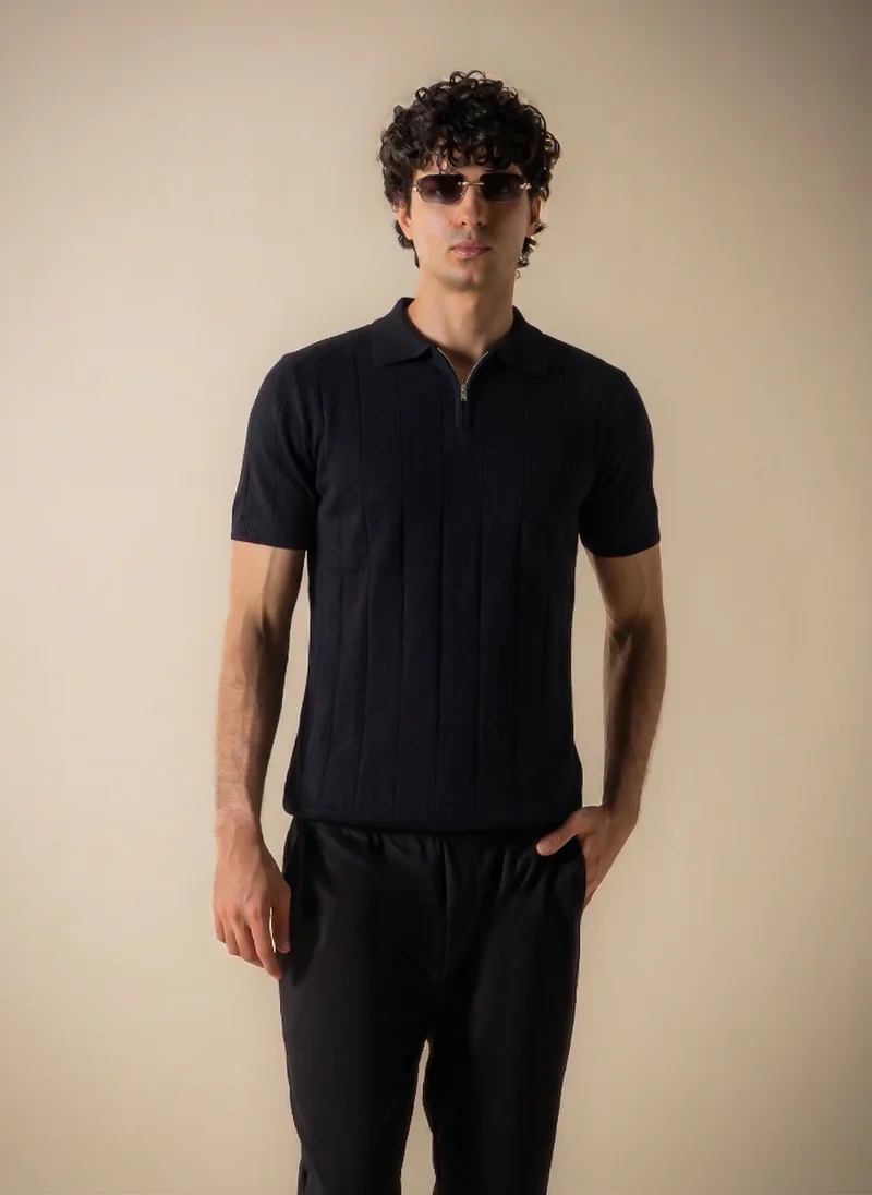 شايبس SLIM KNITTED POLO SHIRT  WITH ZIP