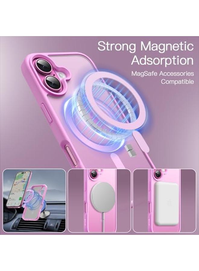 Jetech Magnetic Case For Iphone 16 6.1 Inch Compatible With Magsafe Translucent Matte Back Slim Shockproof Phone Cover Pink - Image 3