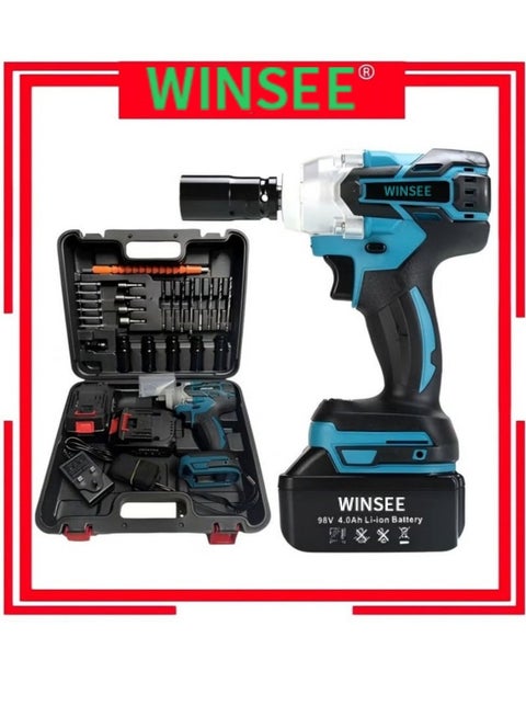 98V Brushless Lithium-ion Impact Wrench Set, High Torque Performance, Multi-Functional Accessories, Instantly Improve Your Work Efficiency
