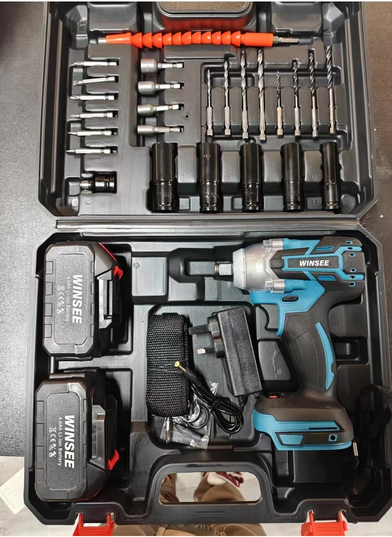 WINSEE - 98V Brushless Lithium-ion Impact Wrench Set, High Torque Performance, Multi-Functional Accessories, Instantly Improve Your Work Efficiency - Image 1