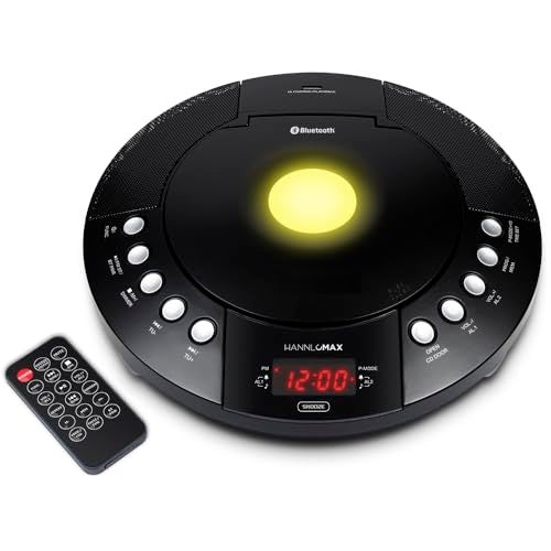 HANNLOMAX HX-330CD CD Player, FM Radio, Bluetooth, Alarm Clock, Red LED Display, USB Port for Charging and MP3 Playback, Aux-in, Remote Control Included, AC Operation only. (Black) - Image 1