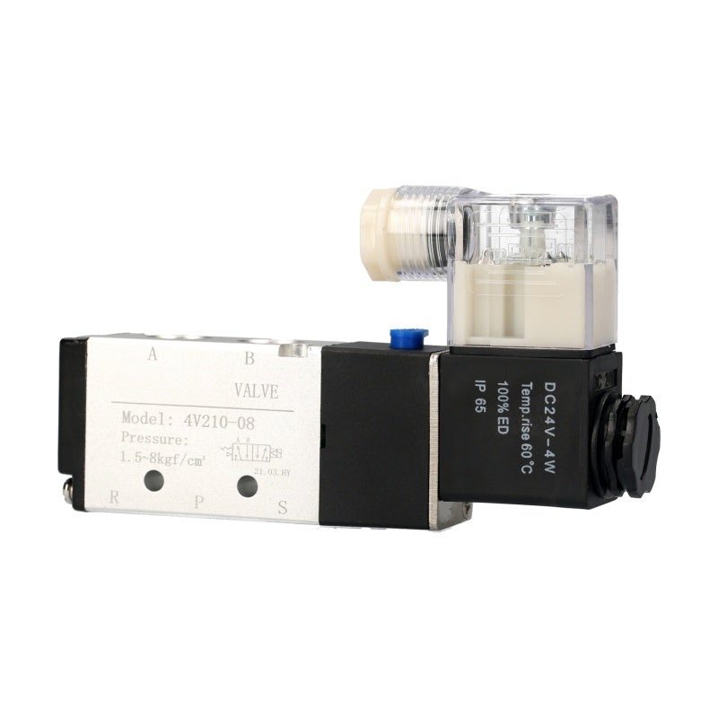 Solenoid Valve: 5 Way 2 Position, DC24V, High Precision Aluminum Alloy Body - Good Sealing Performance, Internally Piloted Valve for Pneumatic Systems - Image 1