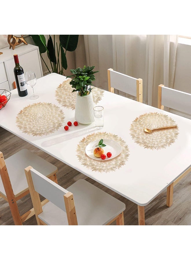 Placemats Sets, Non-Slip Washable Metallic Hollow Table Mats, 15Inch Round for Dining, Kitchen, Wedding Decor – Durable, Heat-Resistant, Easy to Clean (6Pcs Gold) - Image 4