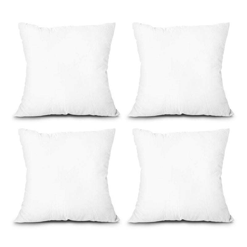 EDOW Throw Pillow Inserts Set of 4 Lightweight Down Alternative Polyester Pillow Couch Cushion Sham Stuffer Machine Washable White 18x18
