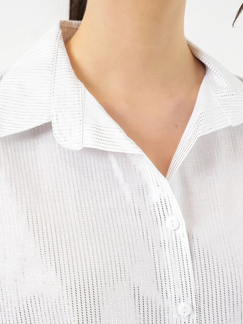 Big Dart White BDART Oversized Abstract Print Button-Front Shirt for Women | Best Price UAE