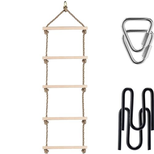 Hyponix Sporting Monkey Line Wooden Ladder Gorilla Line Compatible Ninja Warrior Obstacle Course Expansion Kit Durable Buckles and Carabiners Versatile Setup for Obstacle Training Easy Installation - Image 1
