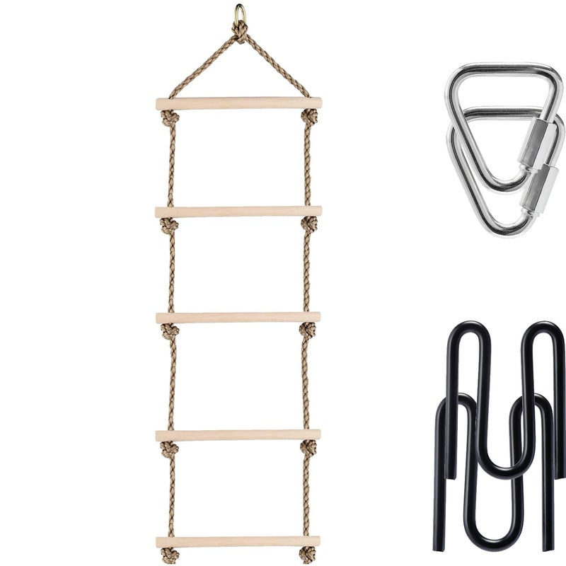 Hyponix Sporting Monkey Line Wooden Ladder Gorilla Line Compatible Ninja Warrior Obstacle Course Expansion Kit Durable Buckles and Carabiners Versatile Setup for Obstacle Training Easy Installation - Image 2