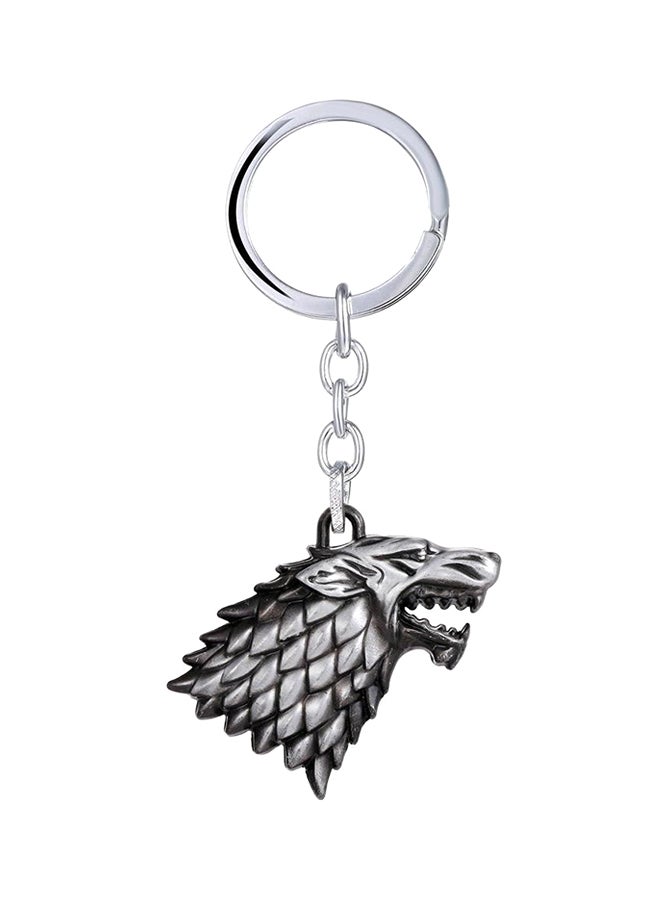 NIBEMINENT Game Of Thrones House Stark Wolf Head Key Chain Ancient Silver
