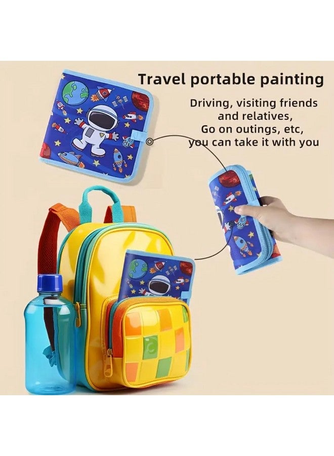 PLUSPOINT Erasable Doodle Book for Kids Toddlers Activity Toys Reusable Drawing Pads with Watercolor Pens,Travel Art Toy, Road Trip Car Game Writing Painting Set for Boys and Girls (Astronaut) - Image 3