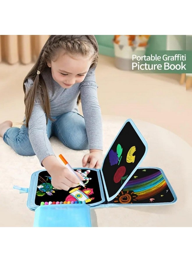 PLUSPOINT Erasable Doodle Book for Kids Toddlers Activity Toys Reusable Drawing Pads with Watercolor Pens,Travel Art Toy, Road Trip Car Game Writing Painting Set for Boys and Girls (Astronaut) - Image 5