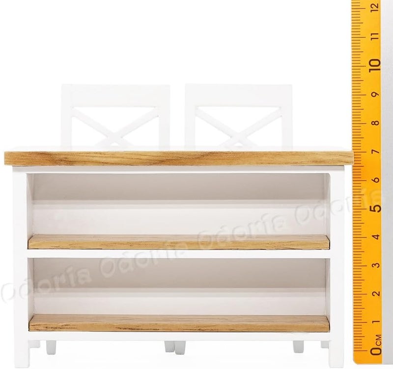 أودوريا 1/12 جزيرة مطبخ مصغرة وكراسي - إكسسوارات أثاث بيوت الدمى - Image 4