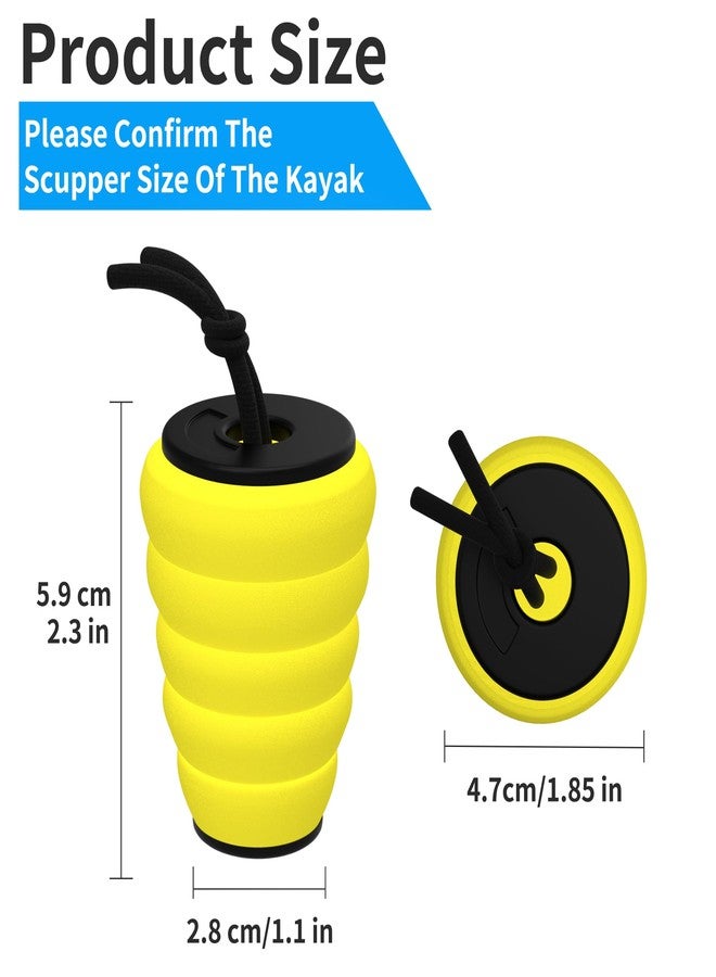 GanFindX Kayak Scupper Plugs Kit, Universal EVA Kayak Drain Plugs for 1.4"-1.7" Scupper Holes, Waterproof Drain Holes Stopper with Pull Rope for Sit-on-Top Kayaks, Canoes, Fishing Boats - Image 3