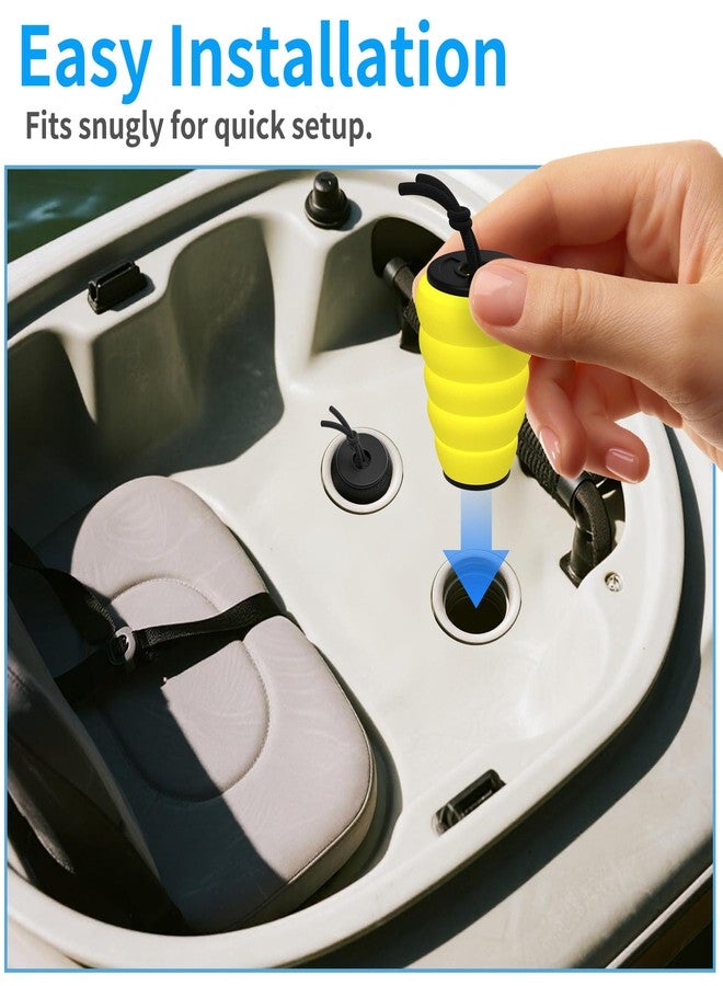GanFindX Kayak Scupper Plugs Kit, Universal EVA Kayak Drain Plugs for 1.4"-1.7" Scupper Holes, Waterproof Drain Holes Stopper with Pull Rope for Sit-on-Top Kayaks, Canoes, Fishing Boats - Image 2
