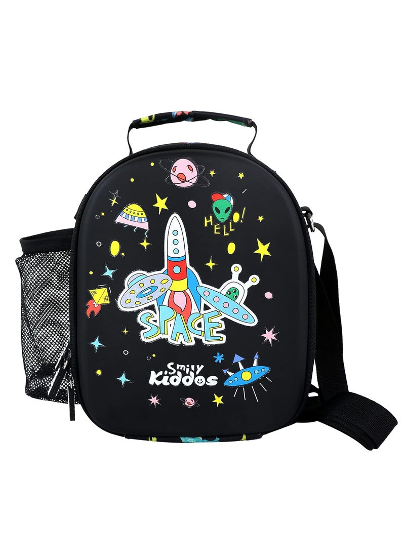 SMILY KIDDOS Smily Kiddos Hardtop Lunch Bags (Black) Lunch Bag Adult Lunch Bag : Space Theme  - Image 1
