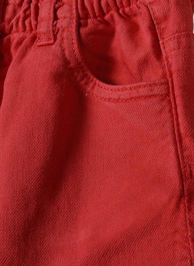 مينوتي شورت قطني للبنات بحافة مهترئة وخصر مطاطي مريح - Image 4