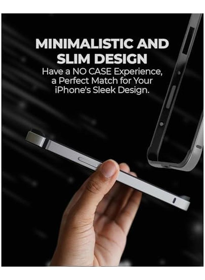 erorex For Iphone 15 Pro Max Case Anodized Aluminum Bumper Frame Slim Hard Case Cover Support For Mag Safe Wireless Charging Edge Armor Protective Minimal Case Designed For Iphone 15Pro Max 6.7In Black  - Image 4