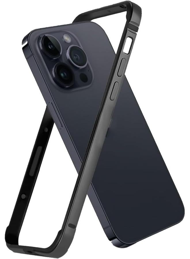 erorex For Iphone 15 Pro Max Case Anodized Aluminum Bumper Frame Slim Hard Case Cover Support For Mag Safe Wireless Charging Edge Armor Protective Minimal Case Designed For Iphone 15Pro Max 6.7In Black  - Image 1