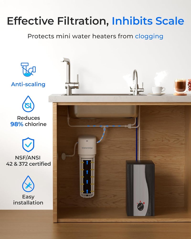 Waterdrop 10UE-SC Under Sink Water Filter for Instant Hot and Cold Water Dispenser System, Anti-Scaling, Reduces PFAS, PFOA/PFOS, Lead, Chlorine, Bad Taste & Odor, 11000 Gallons - Image 2