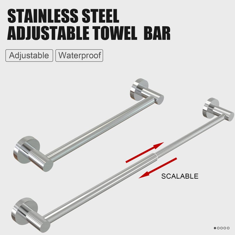 Honmein Towel Bar - Adjustable 304 Stainless Steel Towel Holder for Bathroom (11.8inch-22.6inch) Sturdy and Rustproof Wall Mounted Towel Rack for Bathroom Accessories, Silverâ€¦ - Image 2