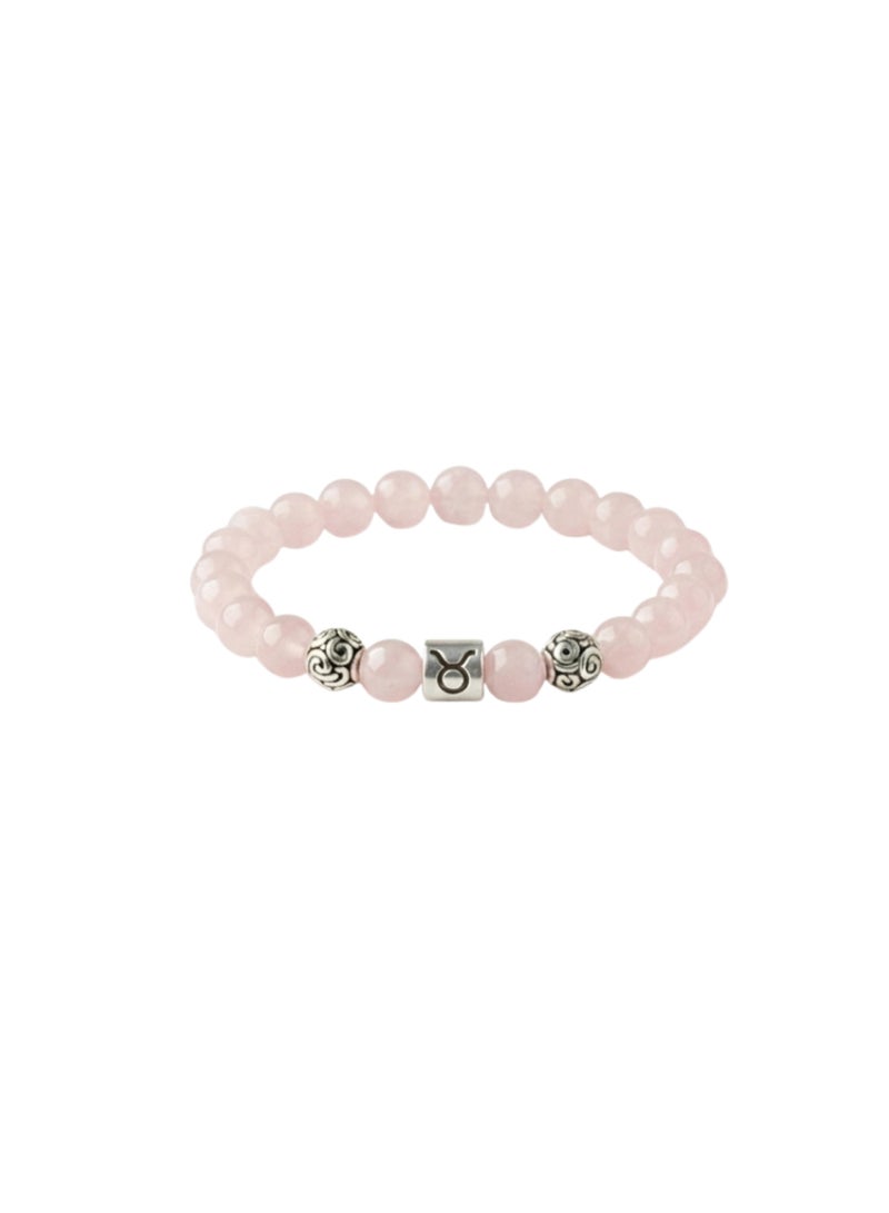 British Fossils Zodiac Bracelet Taurus - Pink Quartz - Image 1