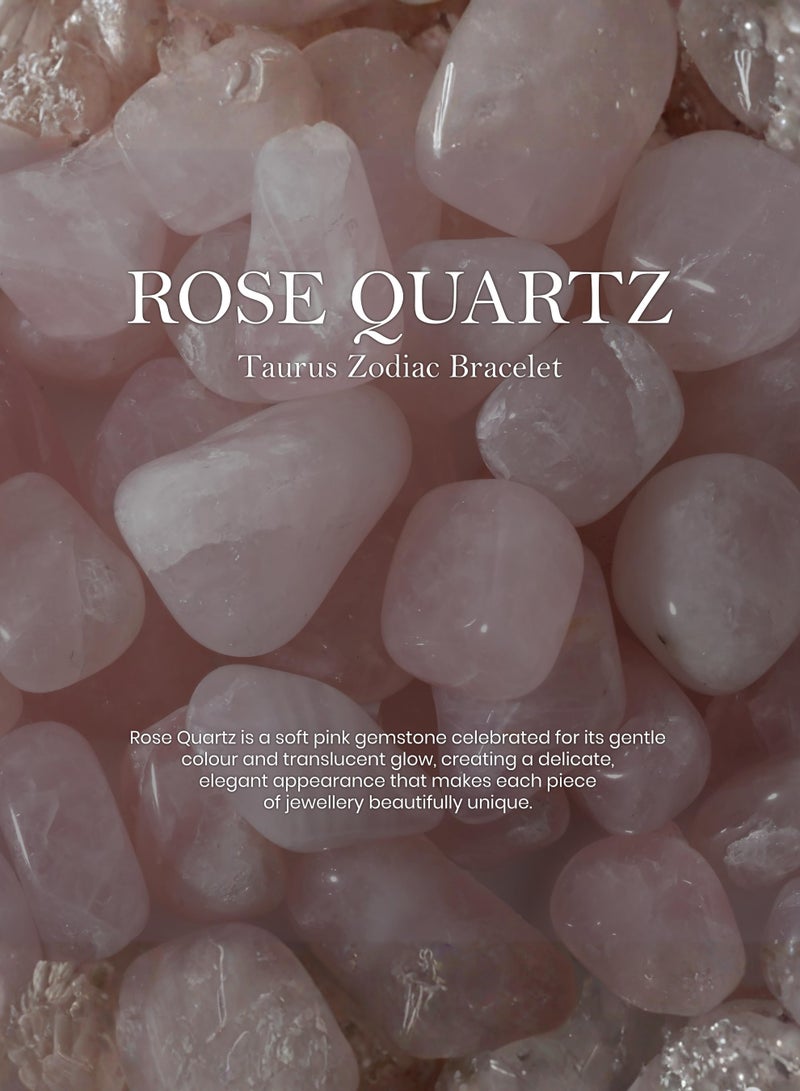 British Fossils Zodiac Bracelet Taurus - Pink Quartz - Image 2
