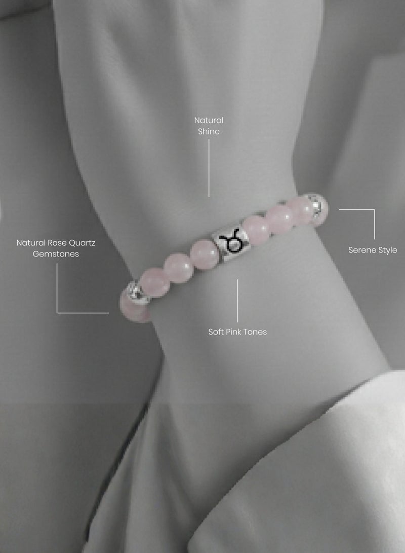 British Fossils Zodiac Bracelet Taurus - Pink Quartz - Image 3