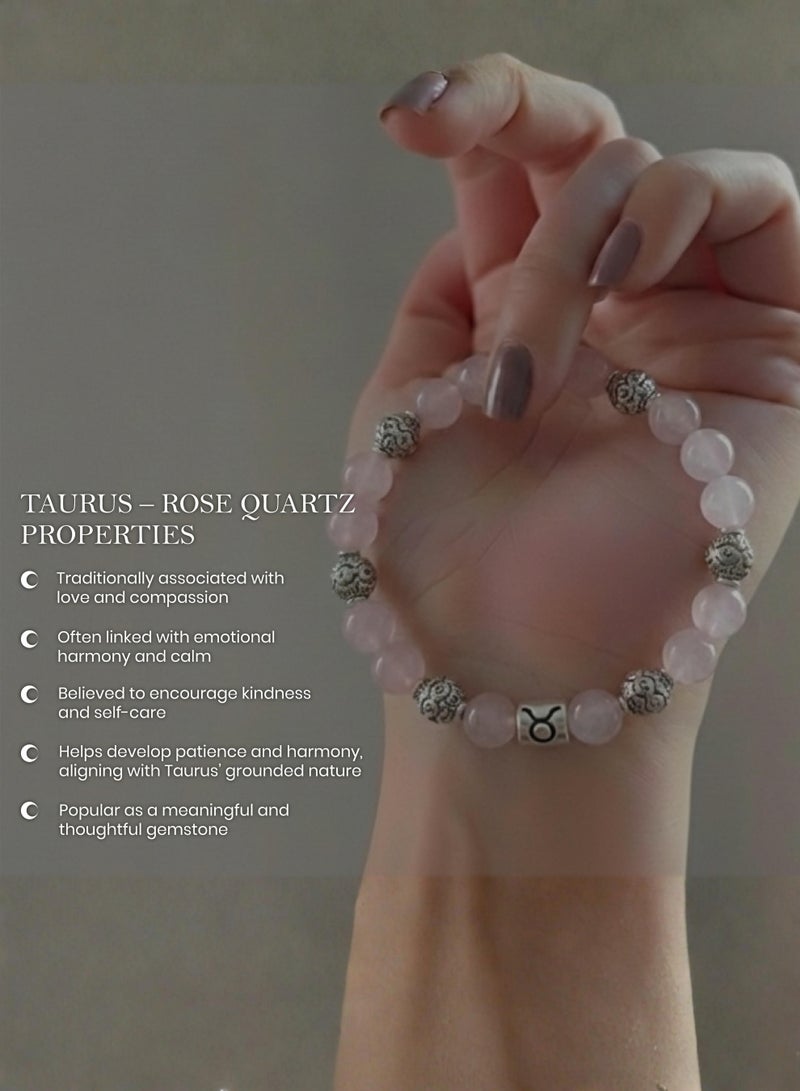 British Fossils Zodiac Bracelet Taurus - Pink Quartz - Image 5