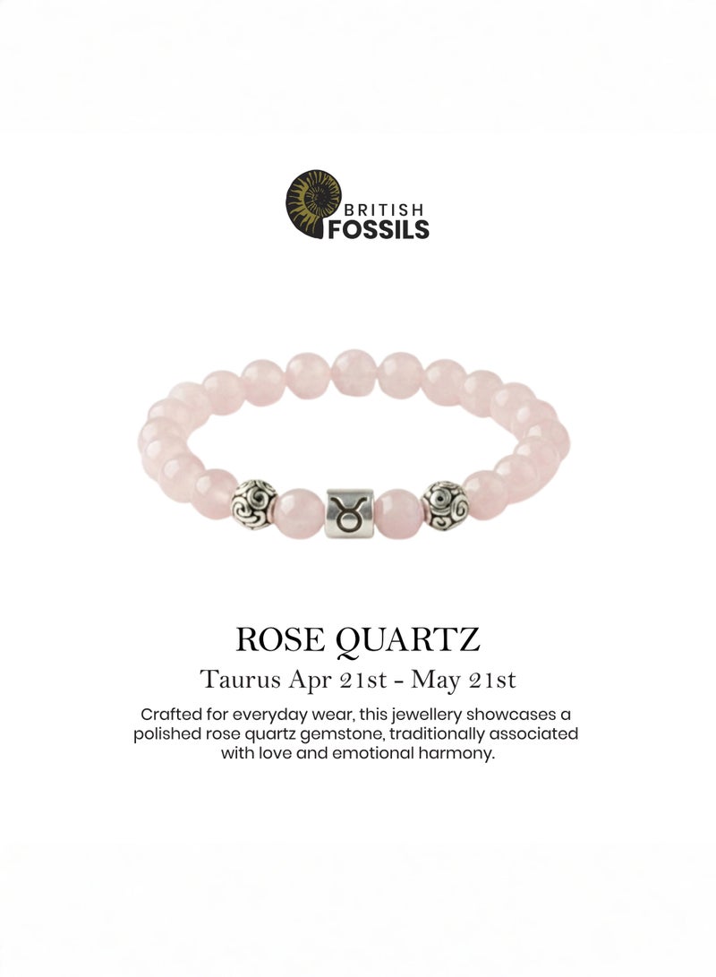 British Fossils Zodiac Bracelet Taurus - Pink Quartz - Image 4