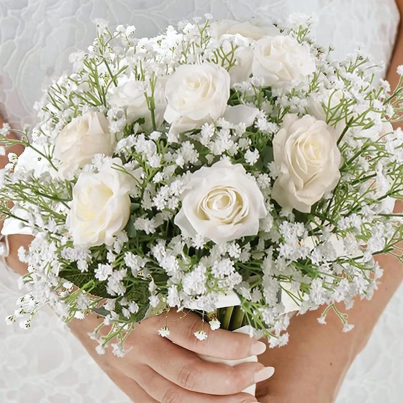 JIFTOK Babys Breath Artificial Flowers, 24 Pcs Fake Flowers Gypsophila Bouquet Fall Flowers Artificial for Decoration, Real Touch Silk Flower for Wedding Christmas DIY Party Home Garden Office(White) - Image 2